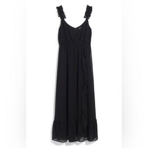 Madewell Ruffle Strap Black Maxi Dress